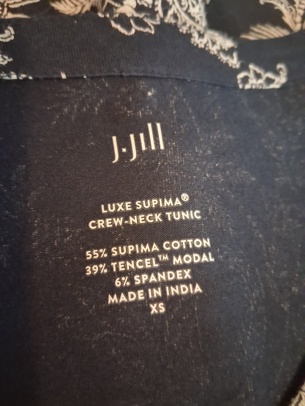 J. Jill Navy and Cream Flora Botanical Tunic Supima Cotton - Picture 4 of 4